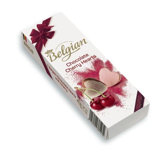 BELGIAN CHOCOLATE CHERRY HEARTS 10x65g (BBE: 02/22)