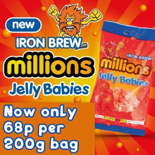 IRON BREW MILLIONS JELLY BABIES 200g x 10 (B.B.E JULY 2022)
