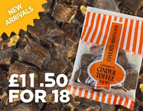 MIT02 LOXLEY'S  CHOCOLATE COATED CINDER TOFFEE 125g BAGS