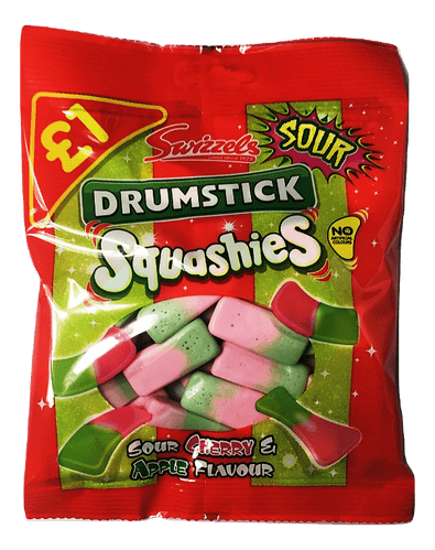 SWIZZELS DRUMSTICK SQUASHES SOUR CHERRY 12x131g BAGS P.M £1