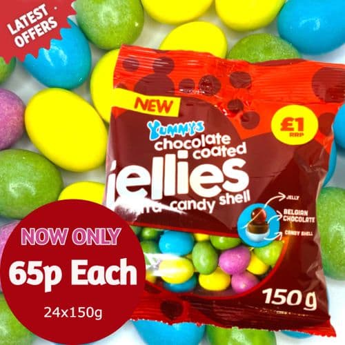 YUMMY'S CHOCOLATE COATED JELLIES CANDY SHELL 150g x24