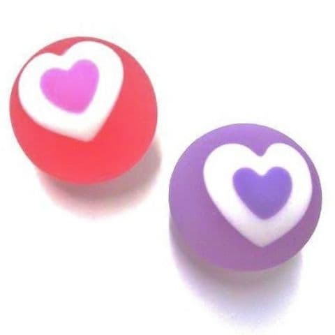 100 x Small Love Hearts Bouncy Jet Balls - RED & PURPLE