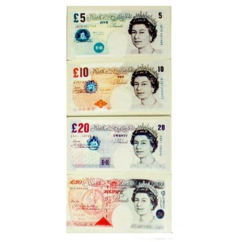 12 x UK POUND Note Money Novelty Erasers Realistic 5 10 20 50 Notes Sets 4 48 Wholesale Bulk Buy