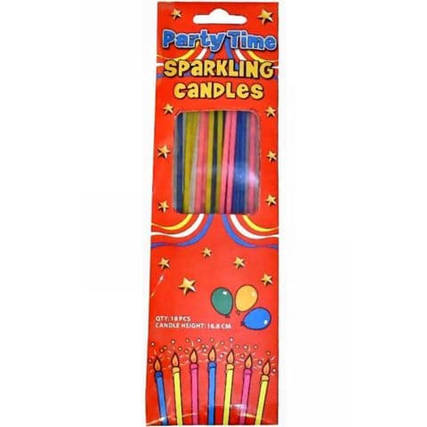 18 x Extra Long Sparkling Candles For Birthday Cakes Henbrandt (Pack of 1)