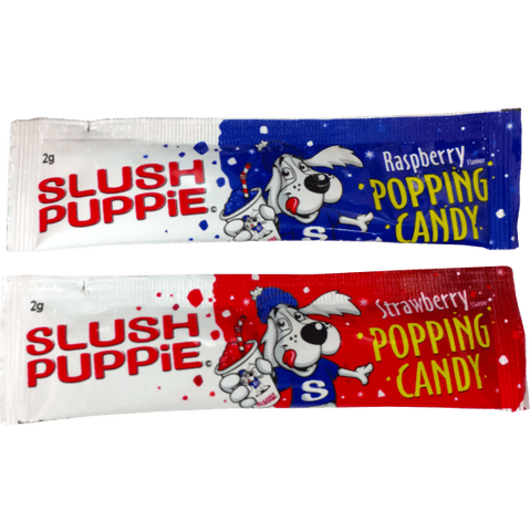 2 x Strawberry & Blue Raspberry Slush Puppie Popping Candy Sachets 2g
