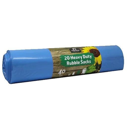 20 Blue Heavy Duty Rubble Sacks 40l Kingfisher Gardening Shedmates (70cm x 50cm)