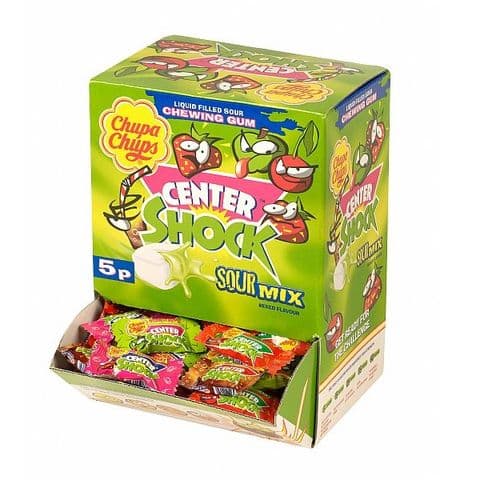 200 x Sour Mix Centre Shock Chupa Chups Chewing Bubblegum Candy Sweets Wholesale Box