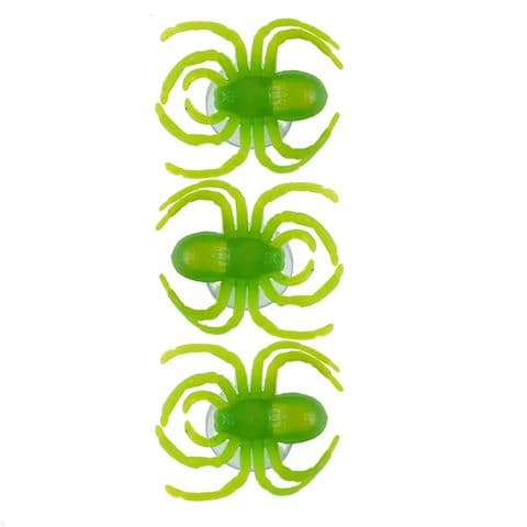 24 x Spiders Window Suckers Packs of 3 - Spooky Green Halloween Fun (72 Total)