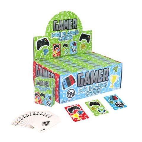 24 x Gamer Themed Mini Packs Playing Cards - Wholesale Bulk Buy Party Bag Fillers