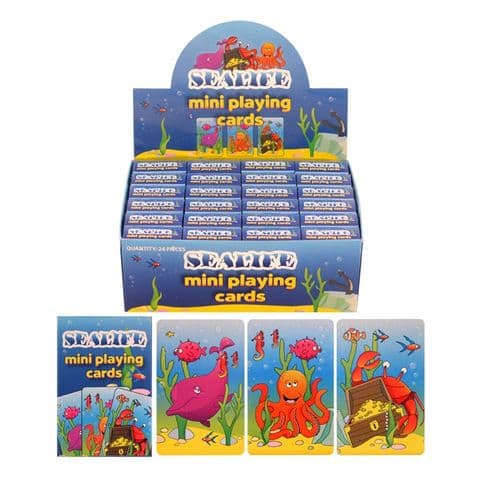 24 x Sealife Themed Mini Packs Playing Cards - Wholesale Bulk Buy Party Bag Fillers