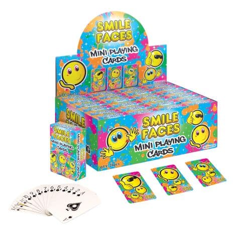 24 x Smile Faces Themed Mini Packs Playing Cards - Wholesale Bulk Buy Party Bag Fillers