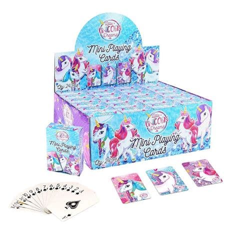24 x Unicorn Themed Mini Packs Playing Cards - Wholesale Bulk Buy Party Bag Fillers