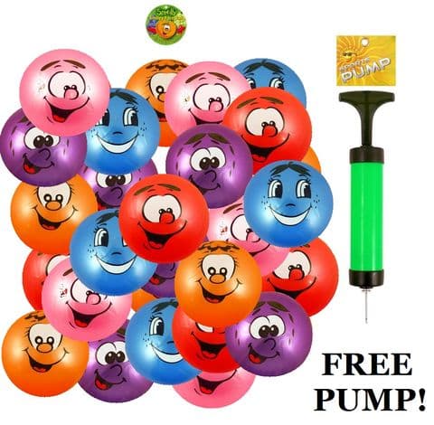 30 x Smelly Fruits Smiley Face Balls 25cm Wholesale & FREE SPORTS PUMP