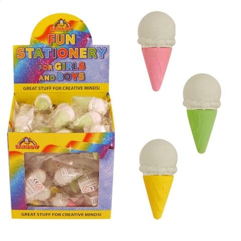 60 x Ice Cream Cone - Novelty 3D Erasers Rubbers - Wholesale Bulk Buy