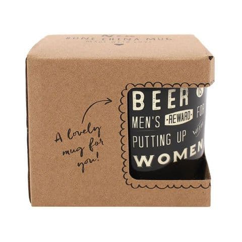 Beer Is Men's Reward For Putting Up With Wome - Black Gift Boxed Mug