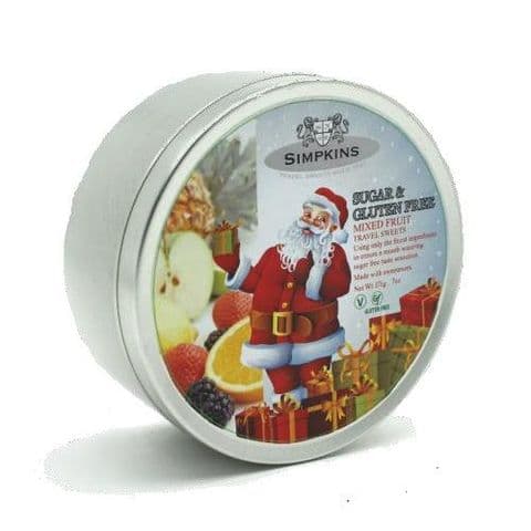 Christmas Edition Mixed Fruit Sugar & Gluten Free - Simpkins Traditional Travel Sweets Tin 175g