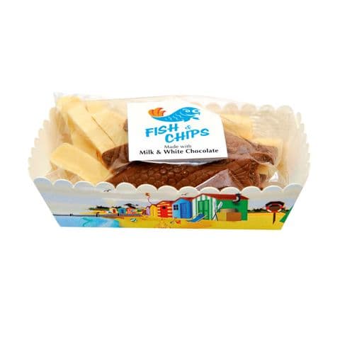 Fish & Chips - Gwynedd Confectioners White & Milk Chocolate In Gift Box 125g