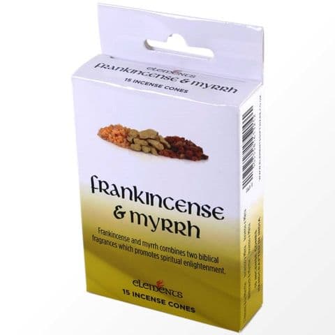 Frankincense & Myrrh Scented Incense Cones Elements Indian - Box Of 15