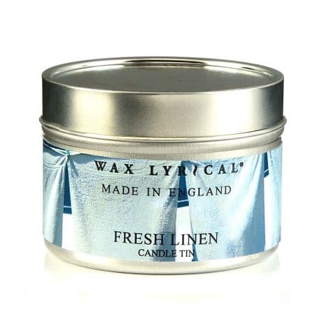 Fresh Linen TIN Made In England Scented Candles Wax Lyrical 16 Hours