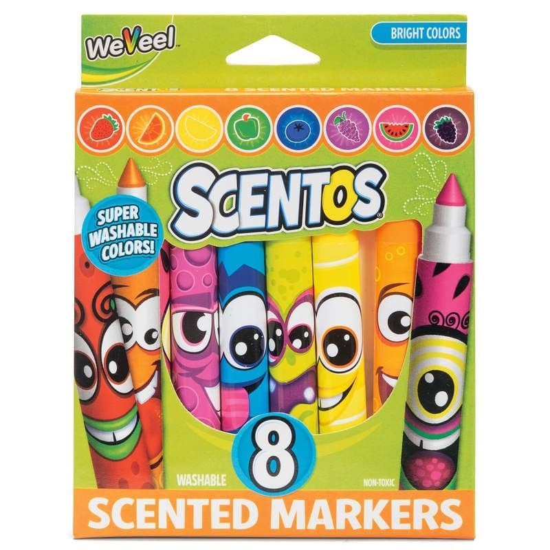 Fruit Scented Markers Pens 8 Pack - Scentos by WeVeel - Fruity Arts & Crafts