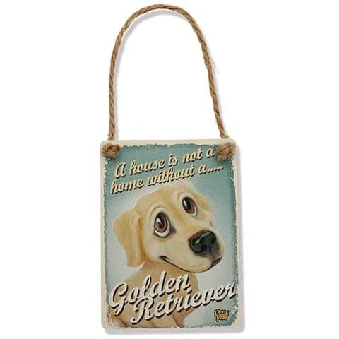GOLDEN RETRIEVER - Fun Dog Breed Metal Dangler Sign by Little Paws