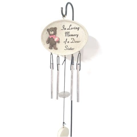 In Loving Memory Of A Dear Sister - Wind Chimes & Stake Memorial Grave Ornament By David Fischhoff