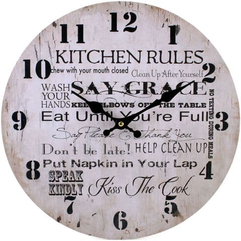 Kitchen Rules 31523 - Large Rustic Retro Kitchen Wall Clock 34cm