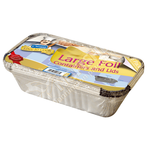 Large Foil Trays & Lids - Kingfisher Catering Love To Cook (Pack of 6)