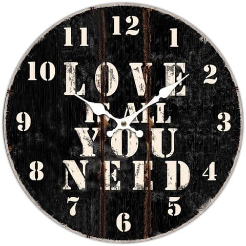 Love Is All You Need 66413 - Large Rustic Retro Kitchen Wall Clock 34cm