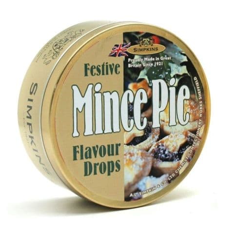 Mince Pie Flavour Drops - Festive Limited Edition Simpkins Traditional Travel Sweets Tin 200g