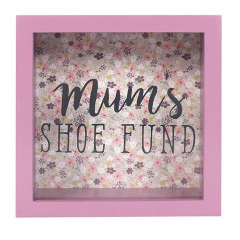 Mum's Shoe Fund 51926 - Savings Shadow Frame Glass Front Money Box
