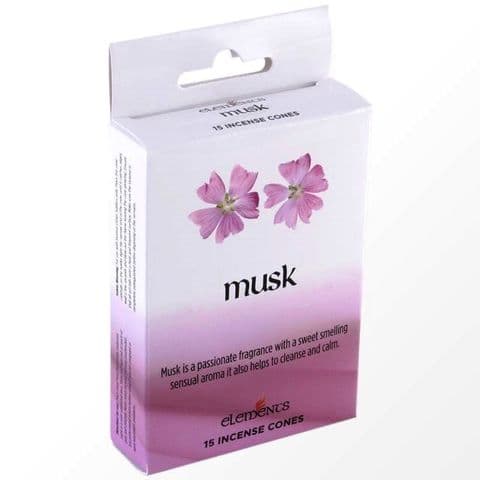 Musk Scented Incense Cones Elements Indian - Box Of 15