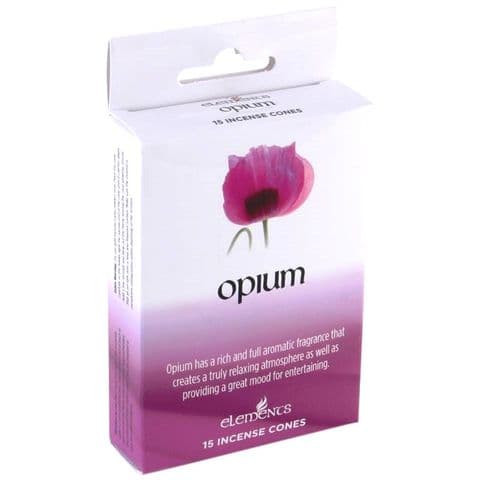 Opium Scented Incense Cones Elements Indian - Box Of 15