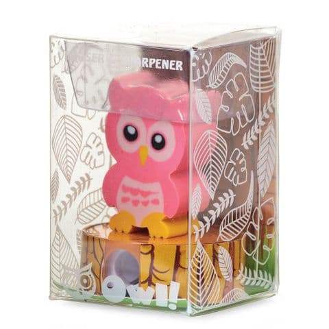 Owl Eraser & Pencil Sharpener - Assorted Colours (1 Supplied)