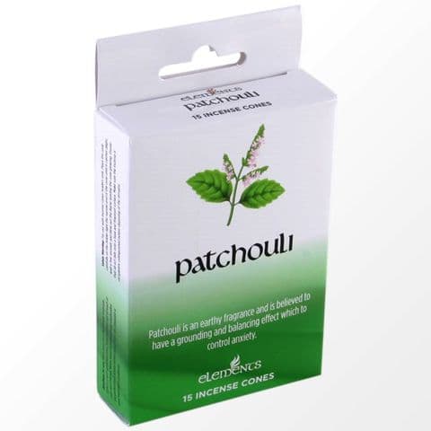 Patchouli Scented Incense Cones Elements Indian - Box Of 15