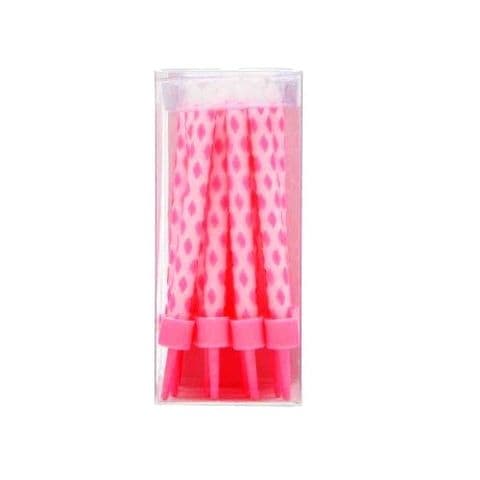 Pink Birthday Cake Candles & Holders - Shearer Candles - Pack of 16