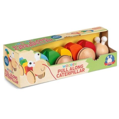 Pull Along Caterpillar - Wooden Traditional Toy (Age 12 Months Plus)