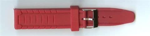 Red Rubber Watch Strap 20mm (Silver Buckle)