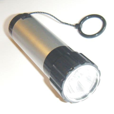 SD-2273 Silver Rechargeable Battery LED Flashlight Windup Torch - Ultra Bright