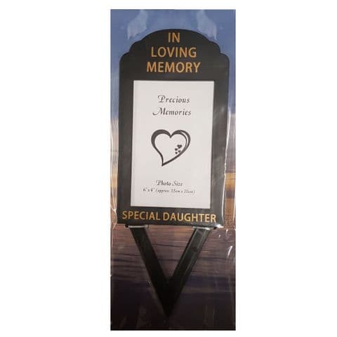 Special Daughter In Loving Memory - Photo Frame Holder Memorial Grave Spike By David Fischhoff
