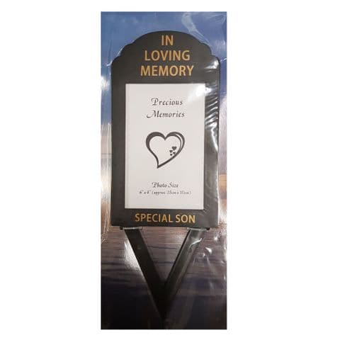 Special Son In Loving Memory - Photo Frame Holder Memorial Grave Spike By David Fischhoff