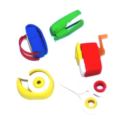 Stationery Set In Bag - 3d Novelty Erasers Rubbers - Set of 5 Pieces