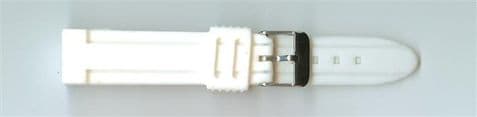 White Rubber Watch Strap 18mm (Silver Buckle)