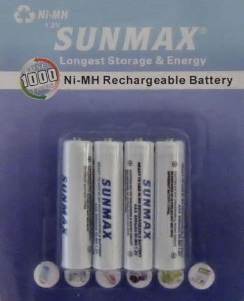 AAA Long Life Rechargeable Ni-MH 1.2v Batteries 850 mAh (Pack of 4)