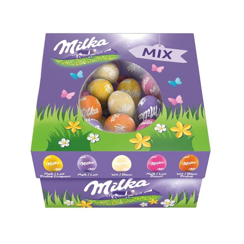 Assorted Mix White & Milk Chocolate Mini Easter Eggs - Milka Box 450g