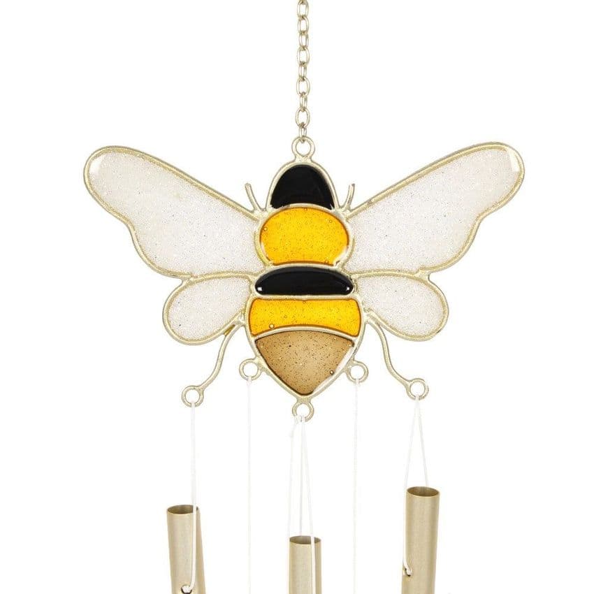 Bee & Honeycomb Windchime - 45cm Hanging  Garden Sun Catcher Wind Chimes