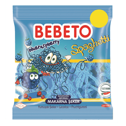 Blue Raspberry Spaghetti Halal Vegetarian Jellies Jelly Sour Sweets Bebeto 80g