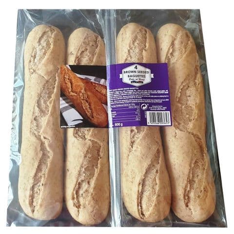 Brown Seeded Baguettes Bake At Home Bread 600g (Pack of 4)