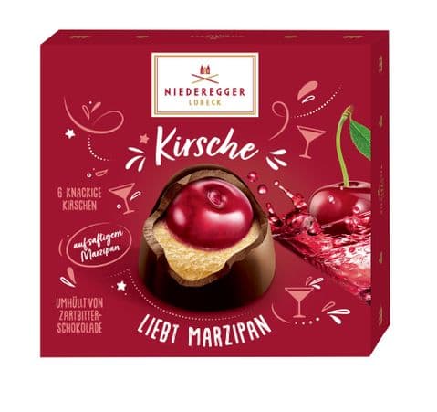 Cherries Liqueur Pralines Kirsche Luxury Dark Chocolate Marzipan NIEDEREGGER 108g