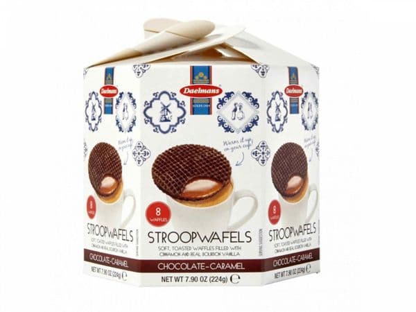 Chocolate Caramel Waffles Dutch Stroopwafels Daelmans Hexagonal Gift Box 230g